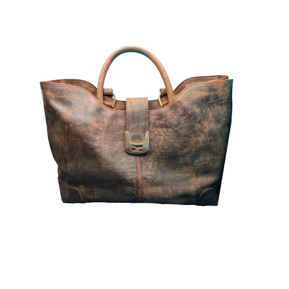 Fendi Handbags - Fendi Shoulder Tote Brown Coated Canvas Distressed Finish Stabilized Vintage